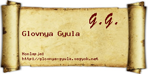 Glovnya Gyula névjegykártya
